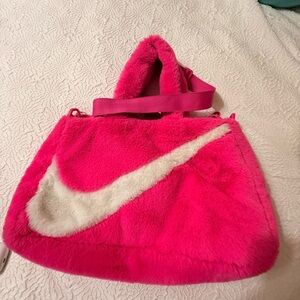 Nike Fuzzy Pink and White Tote Bag